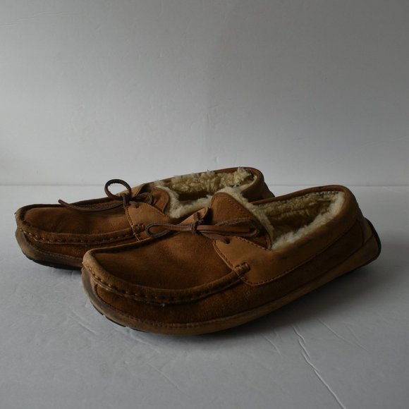 UGG Men's Byron Chestnut Brown Slip On Moccasin's Loafer Slipper Size 10 - Picture 1 of 10